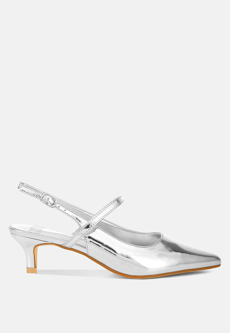 abloom kitten heel slingback sandals#color_silver