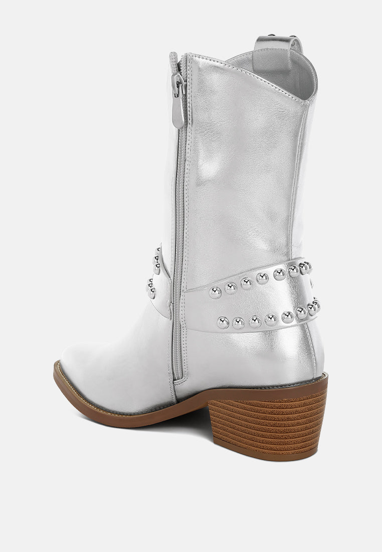 altair studded harness detail boots#color_silver