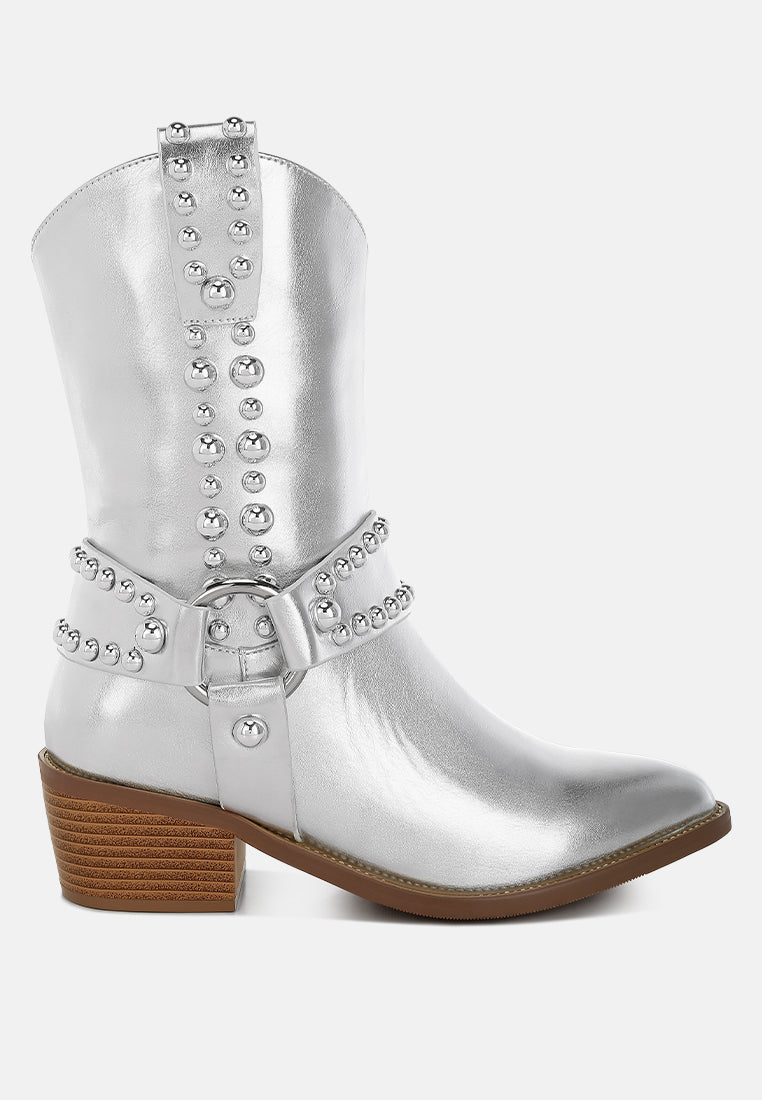 altair studded harness detail boots#color_silver