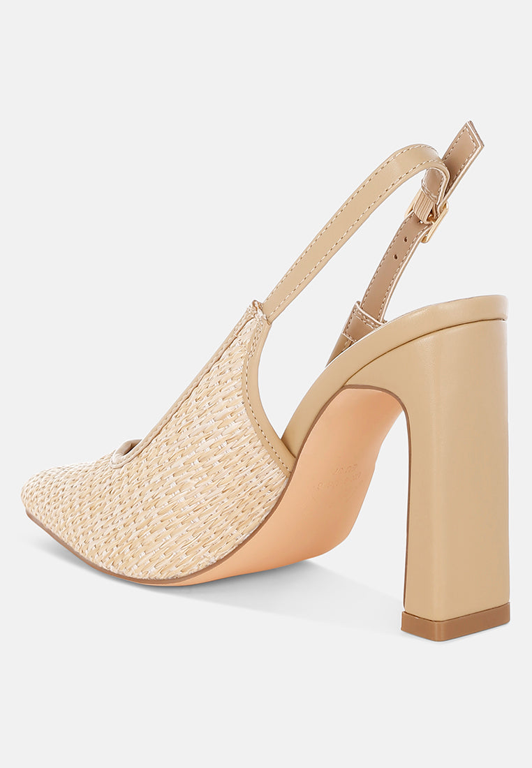 alzbeta raffia pointy toe slingback pumps#color_beige