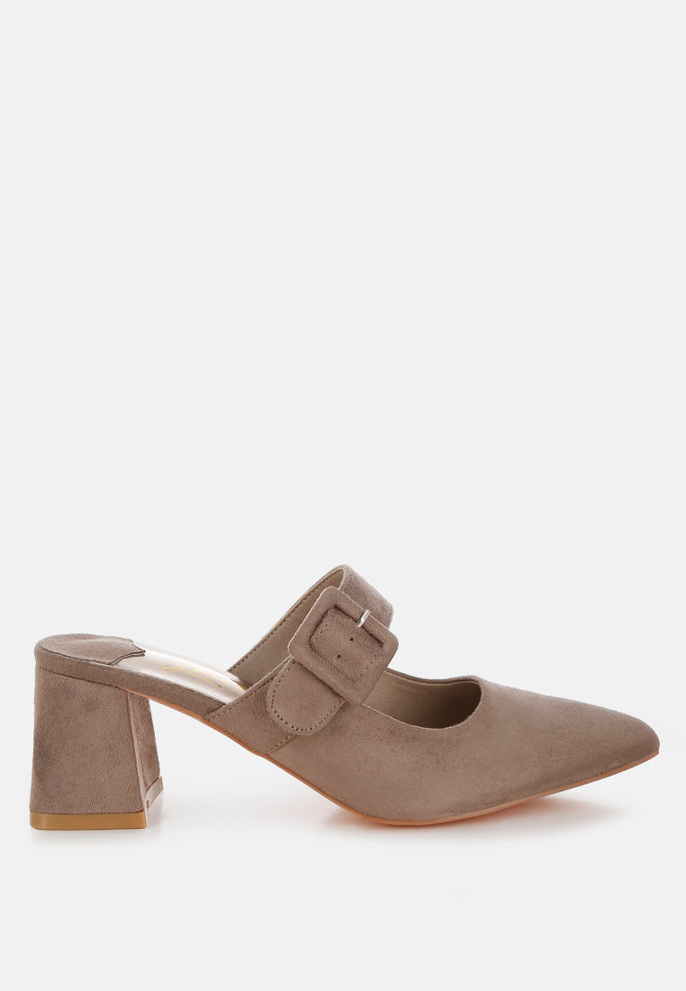 buckle strap detail microfiber mules by ruw#color_taupe