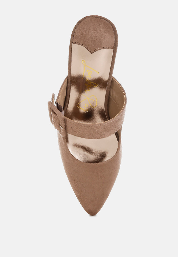 buckle strap detail microfiber mules by ruw#color_taupe