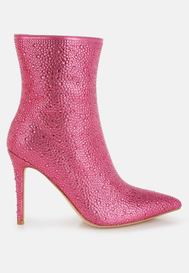 anun rhinestones embellished high ankle boots#color_pink