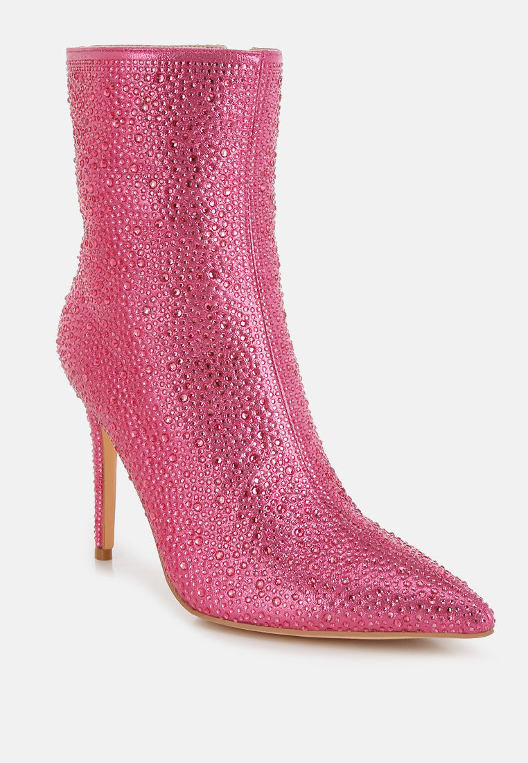 anun rhinestones embellished high ankle boots#color_pink