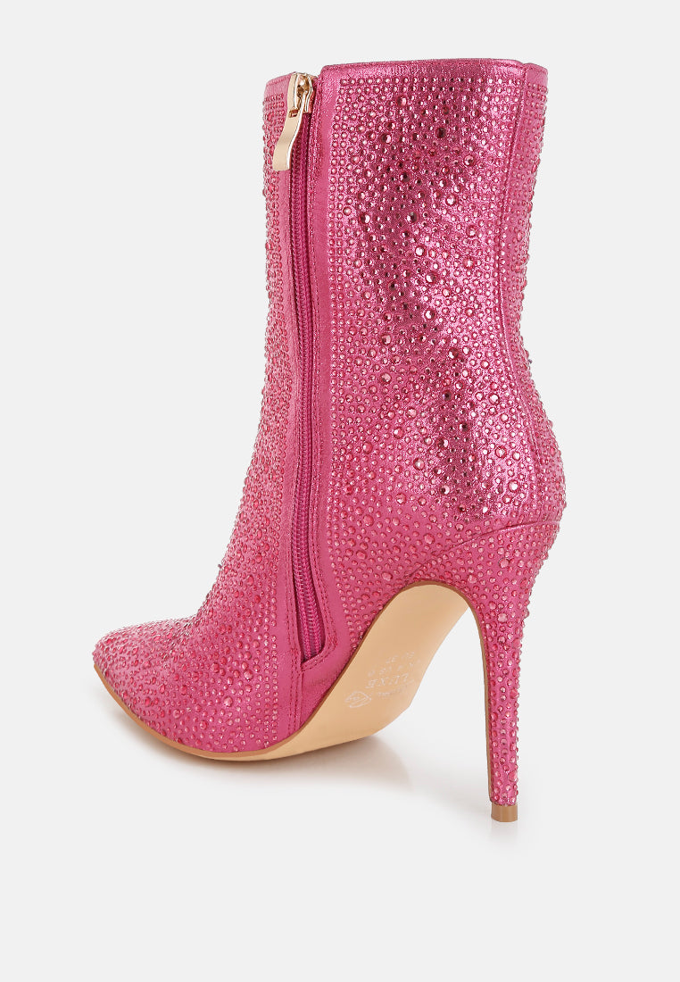 anun rhinestones embellished high ankle boots#color_pink