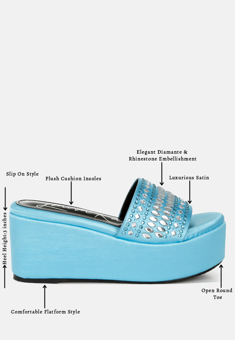 batanga diamante & rhinestone detail stylish flatforms#color_blue