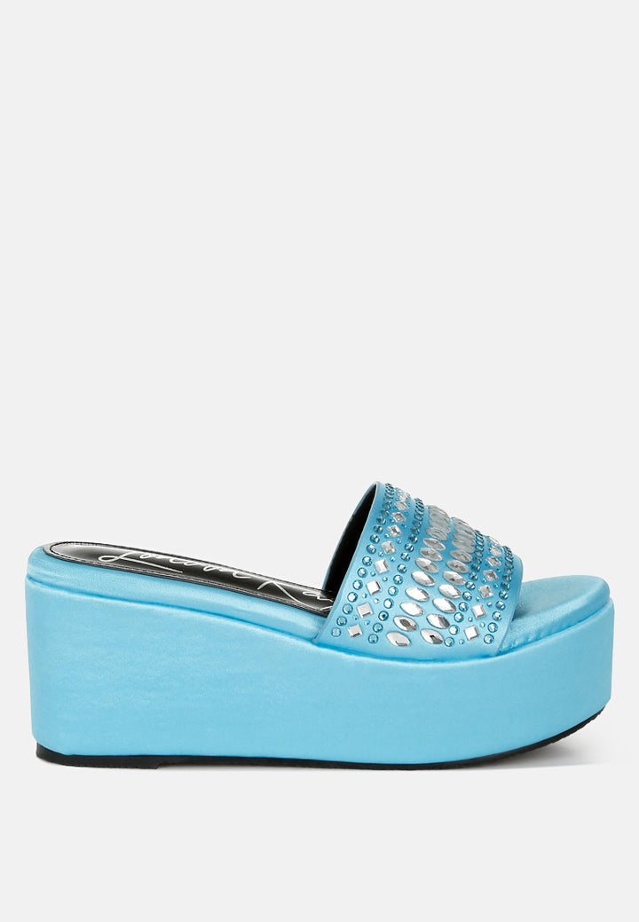 batanga diamante & rhinestone detail stylish flatforms#color_blue