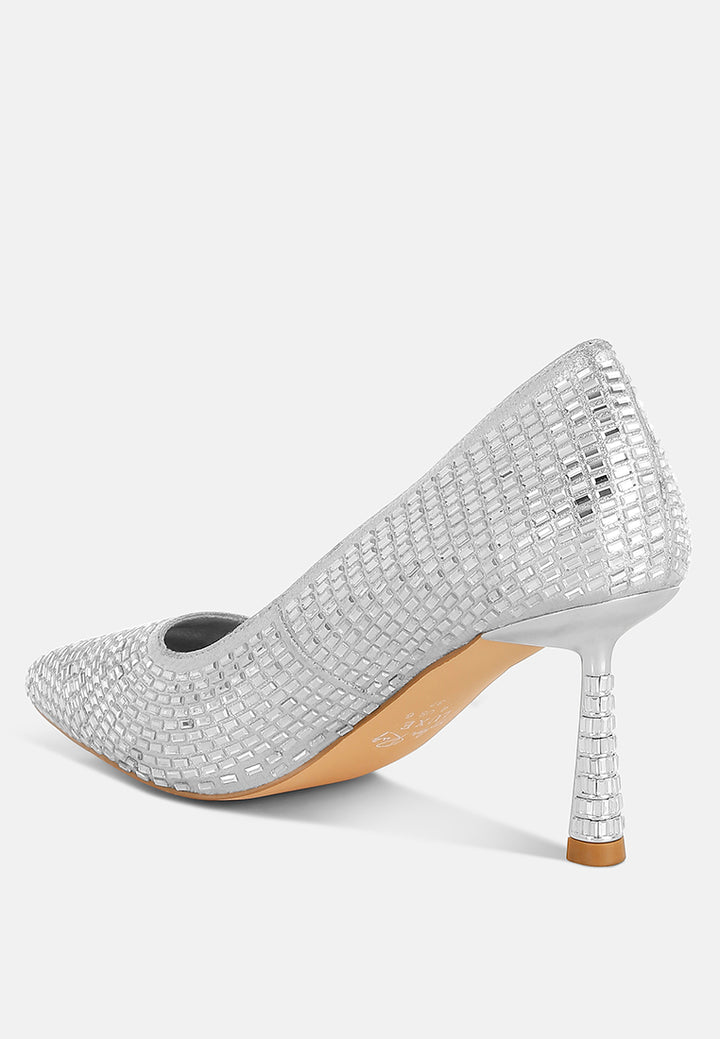 benjamins rhinestones embellished pumps#color_silver