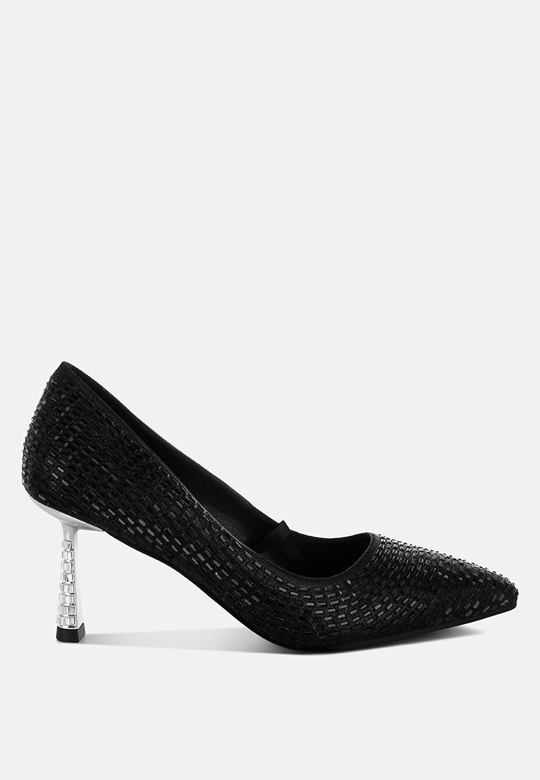 benjamins rhinestones embellished pumps#color_black