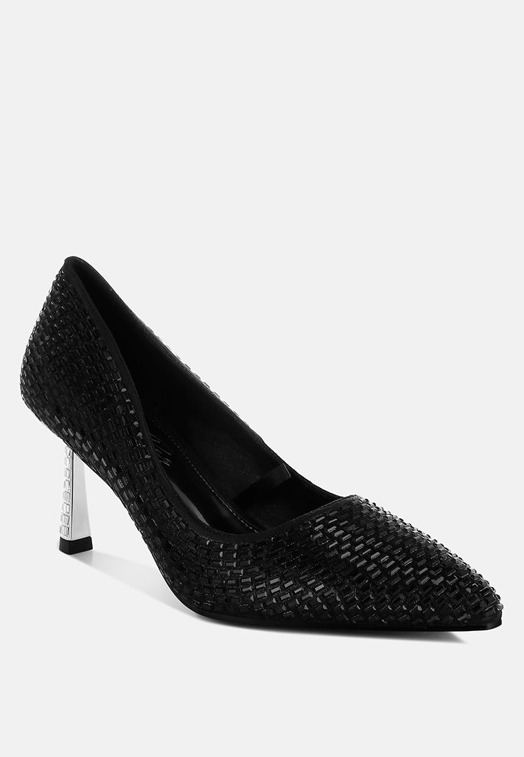 benjamins rhinestones embellished pumps#color_black