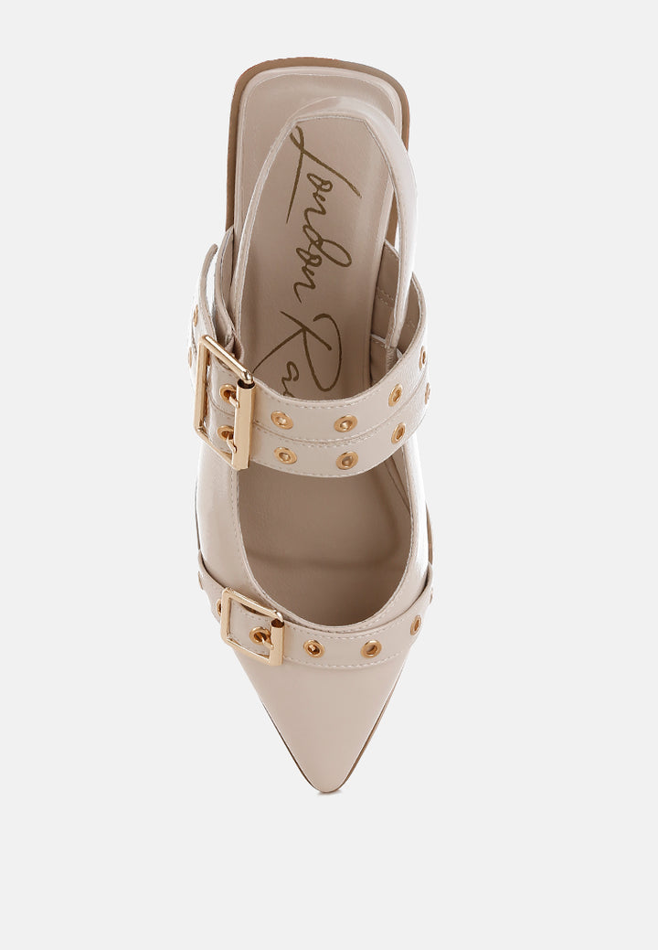 betula eyelets & buckle detail flats#color_beige