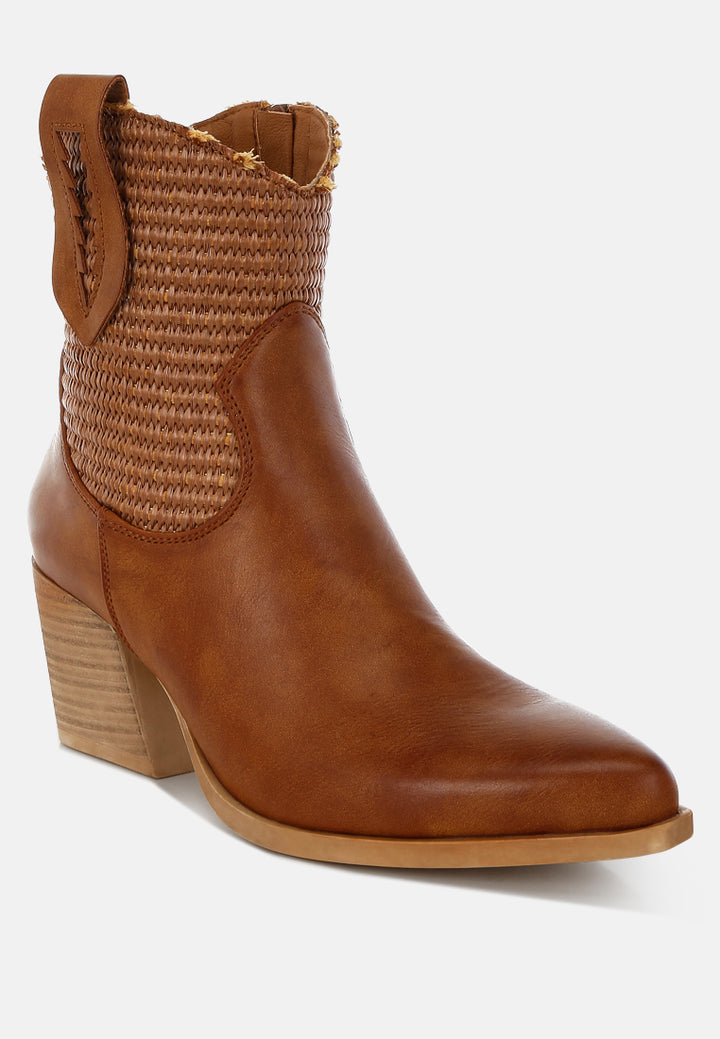 big mood raffia & faux leather cowboy boots#color_tan