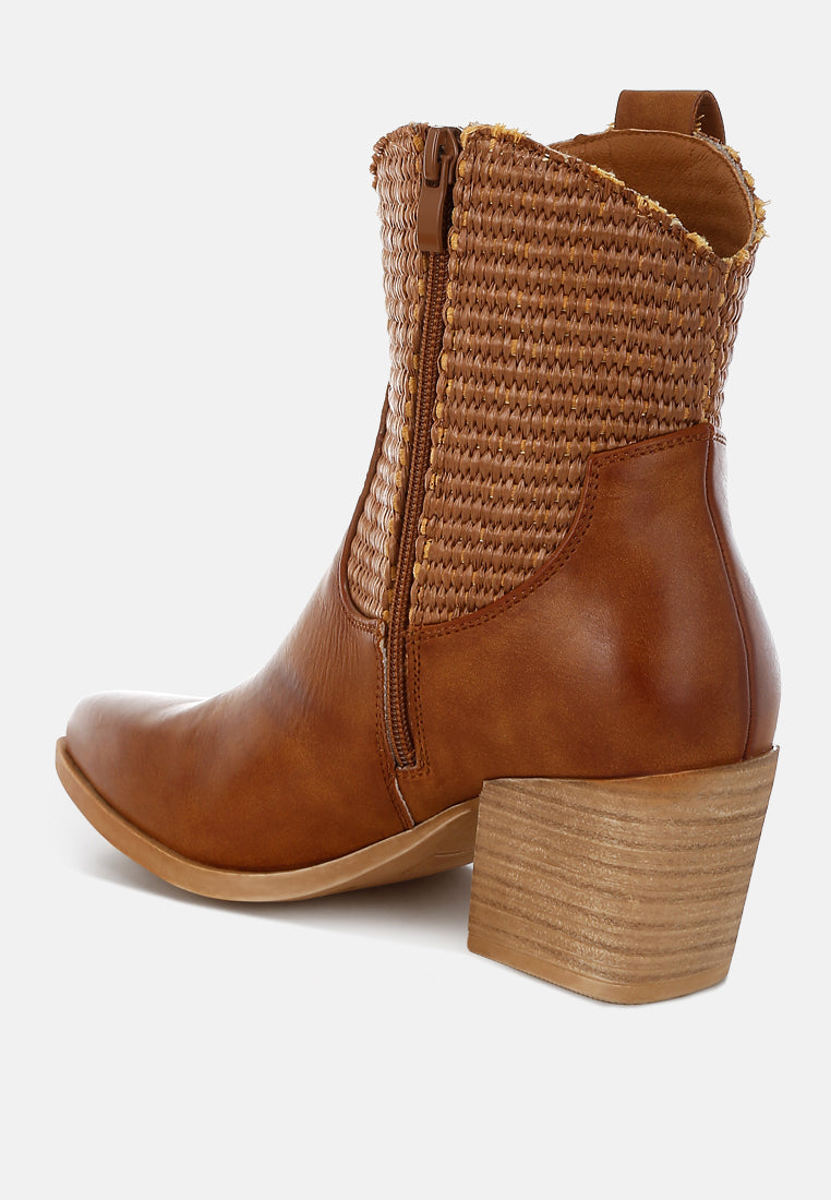 big mood raffia & faux leather cowboy boots#color_tan