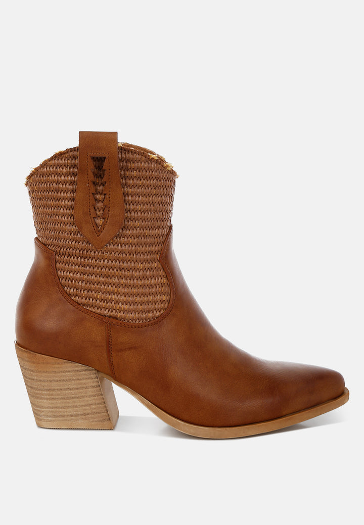 big mood raffia & faux leather cowboy boots#color_tan