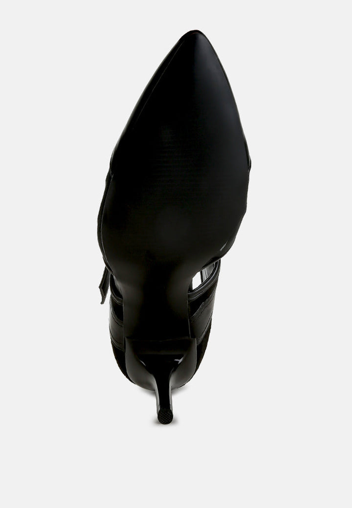 aneri buckle detail pump sandals#color_black
