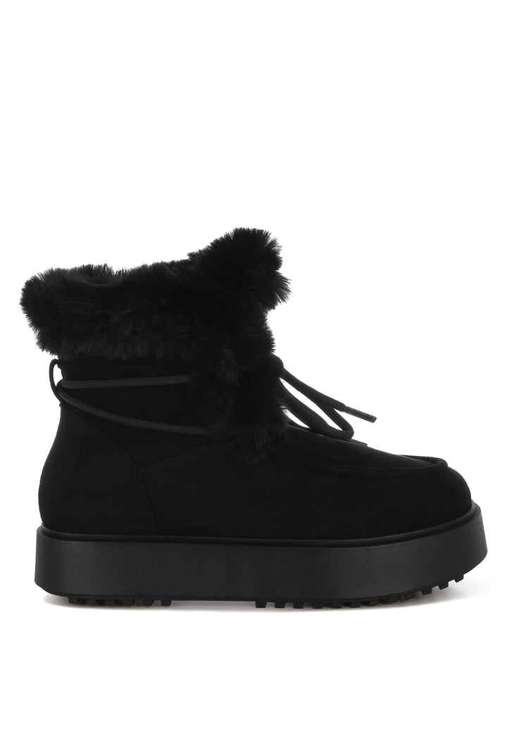 bunting faux fur collar flatform boots#color_black