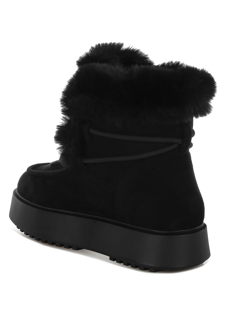 bunting faux fur collar flatform boots#color_black