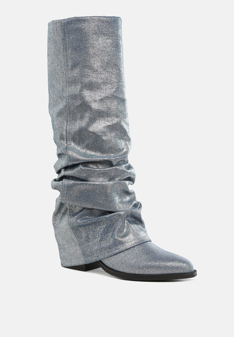 capella fold-over slouchy denim boot#color_blue