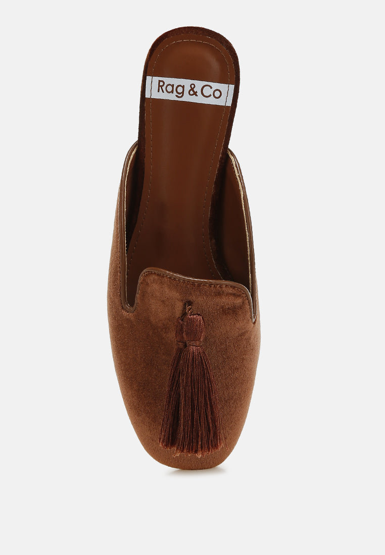 cardinal tassel detail velvet mules#color_brown