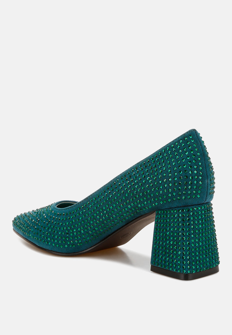 caspia rhinestones embellished pumps#color_green