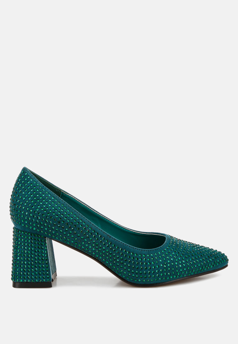 caspia rhinestones embellished pumps#color_green