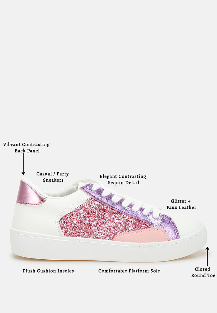 cosmolight glitter faux leather sneakers#color_pink