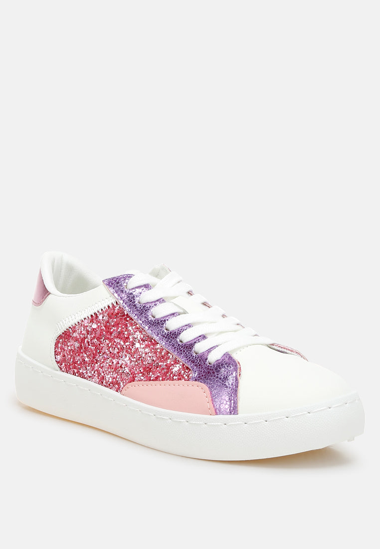 cosmolight glitter faux leather sneakers#color_pink