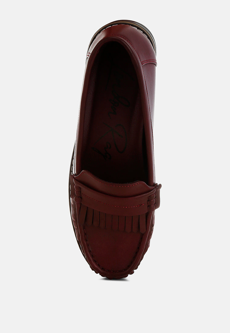 croyda fringed nubuck loafers#color_burgundy