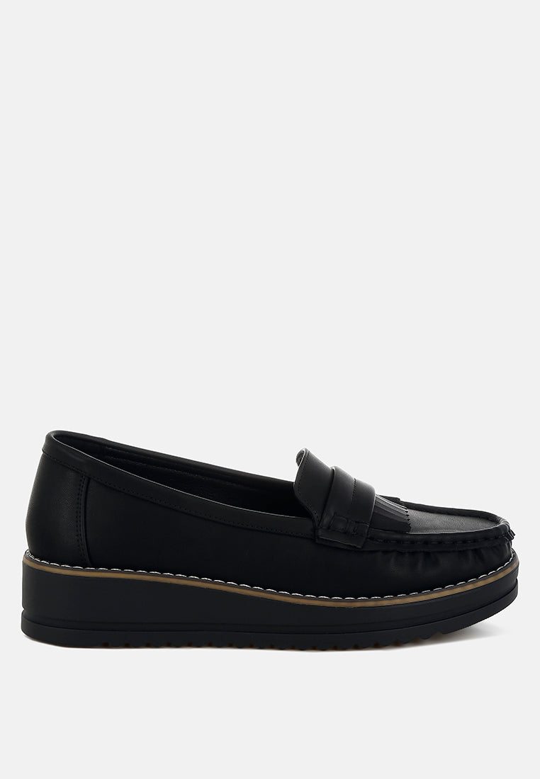 croyda fringed nubuck loafers#color_black