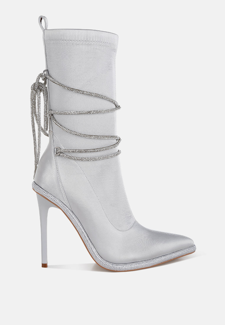 dacia rhinestones strap satin calf boots#color_silver