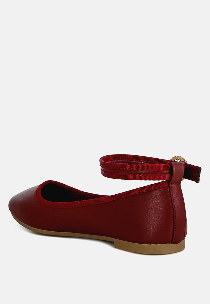 danseur ankle strap detail ballet flats#color_burgundy