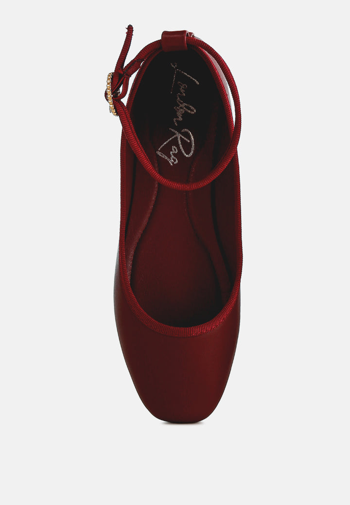 danseur ankle strap detail ballet flats#color_burgundy