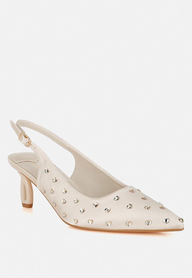 dasavla heart-shaped rhinestone studded slingbacks#color_beige