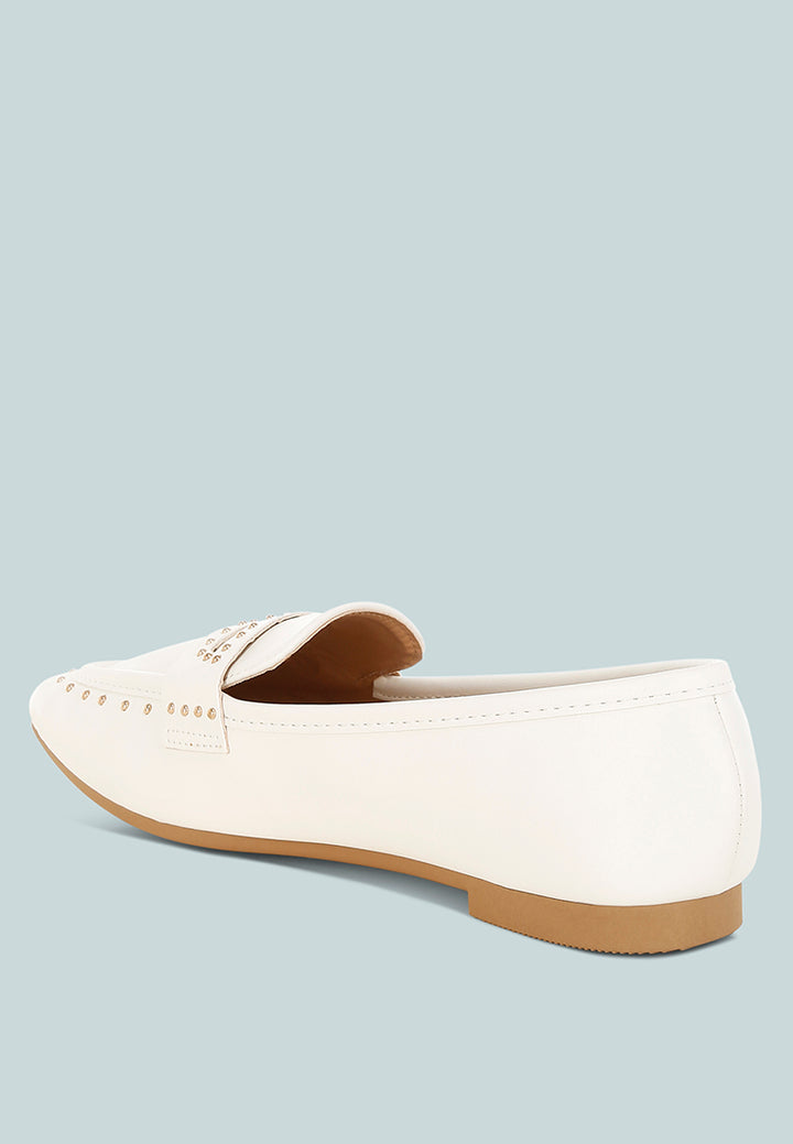 dorlina studded faux leather loafers#color_white