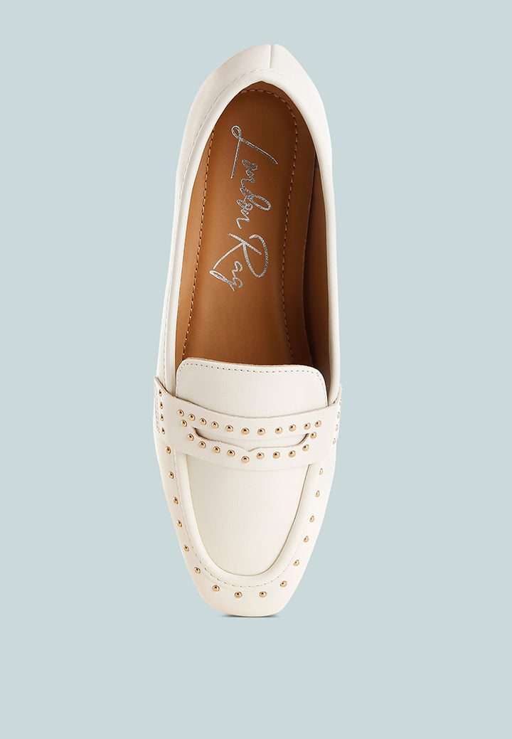 dorlina studded faux leather loafers#color_white