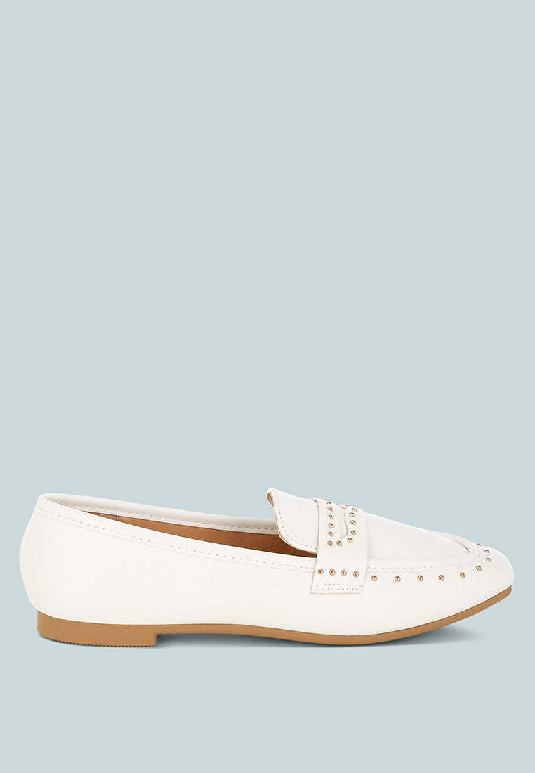 dorlina studded faux leather loafers#color_white