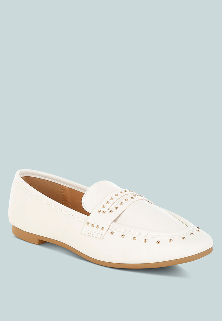 dorlina studded faux leather loafers#color_white