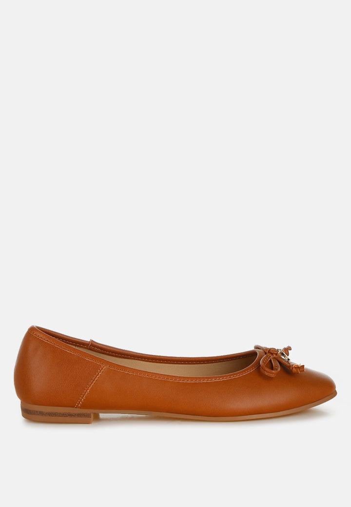 faux leather casual ballerinas by ruw#color_tan