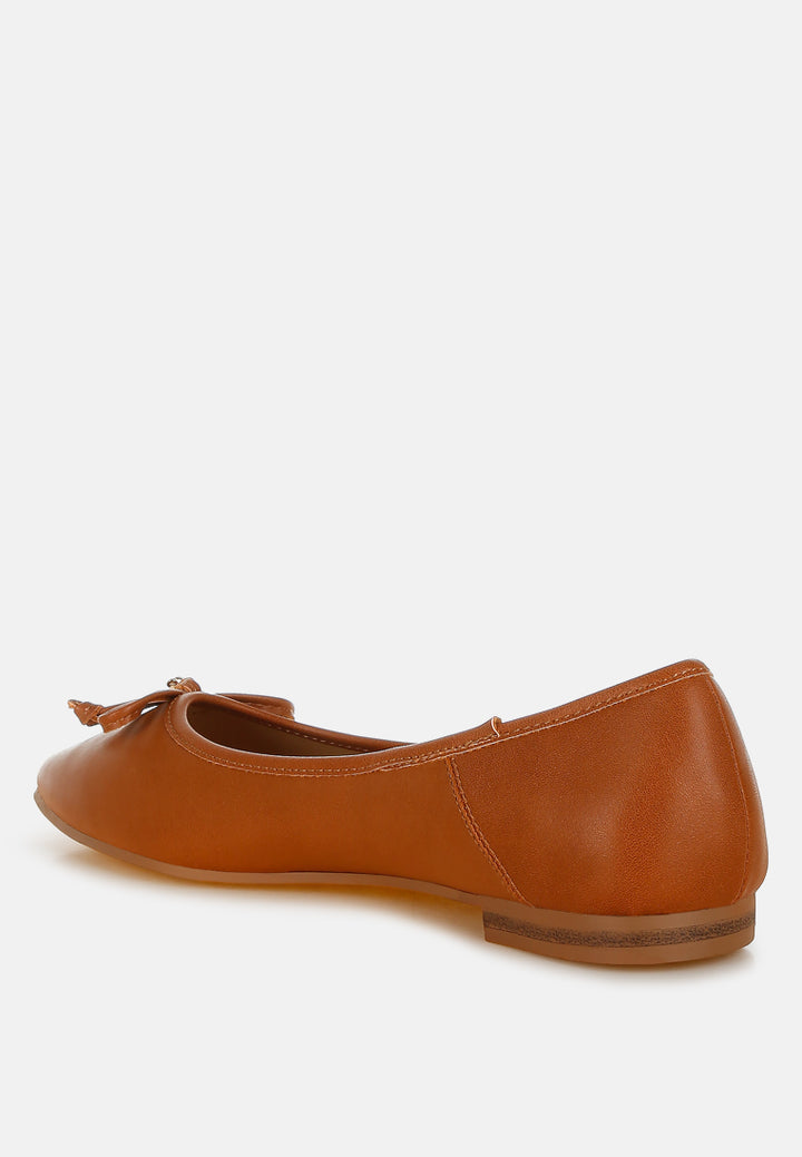 faux leather casual ballerinas by ruw#color_tan