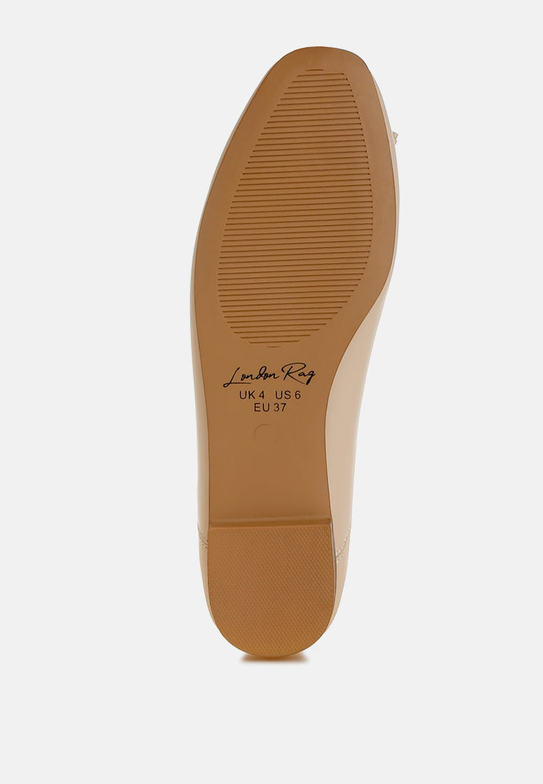 faux leather casual ballerinas by ruw#color_beige