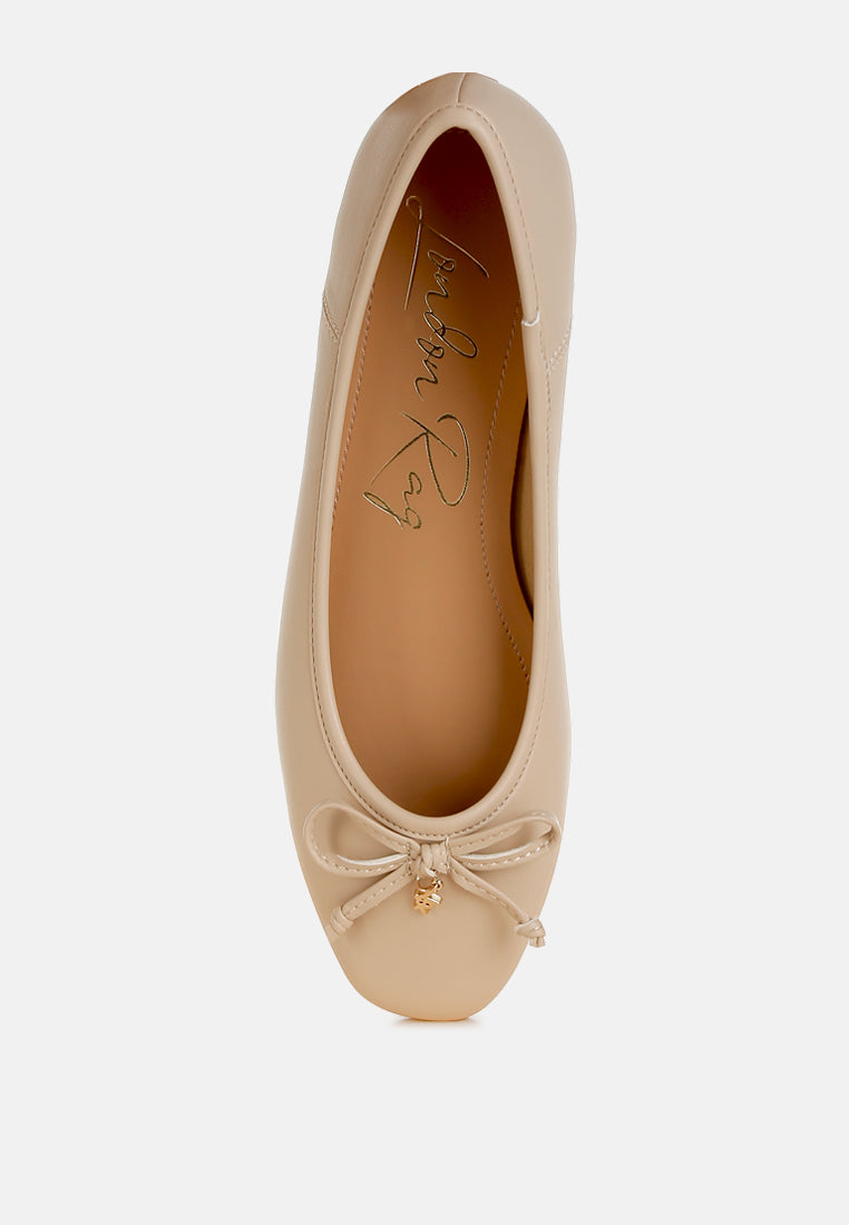 faux leather casual ballerinas by ruw#color_beige