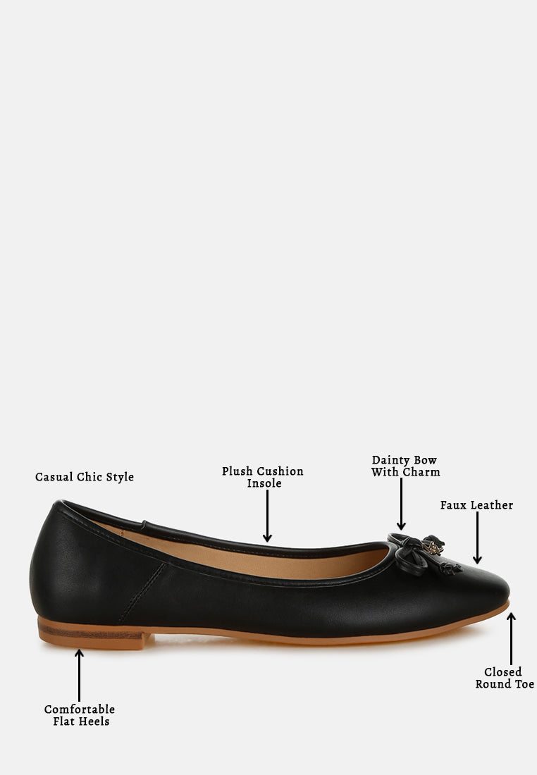 faux leather casual ballerinas by ruw#color_black