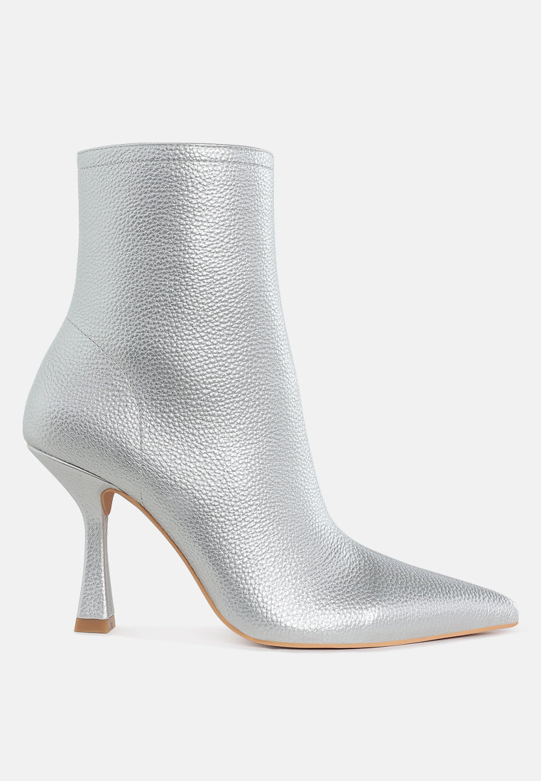 farnak metallic pointed toe ankle boots#color_silver