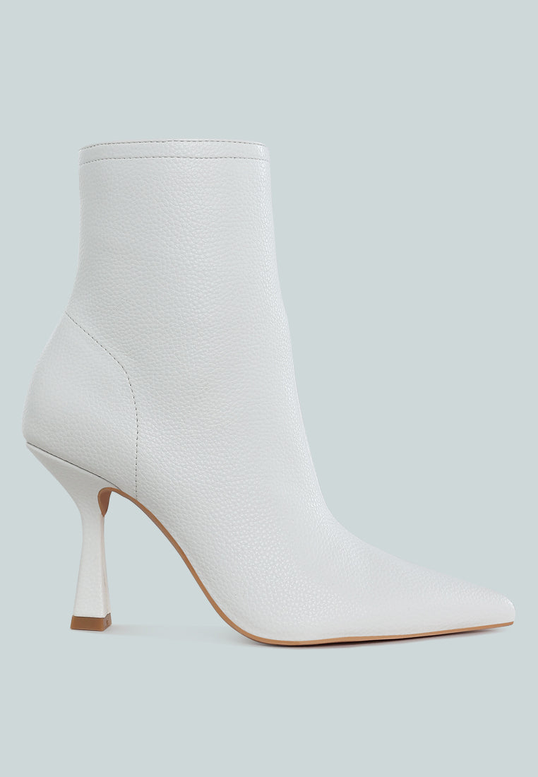 farnak pleather pointed toe ankle boots#color_white