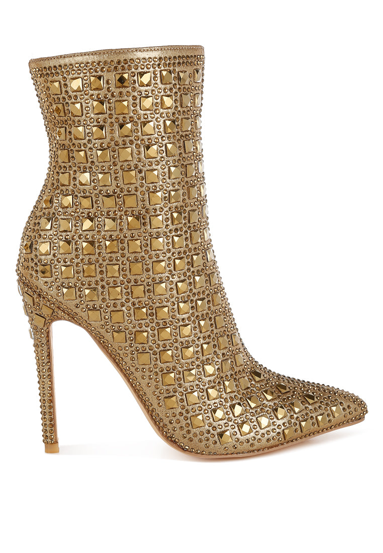 frostin pointed toe rhinestones stiletto boots#color_gold