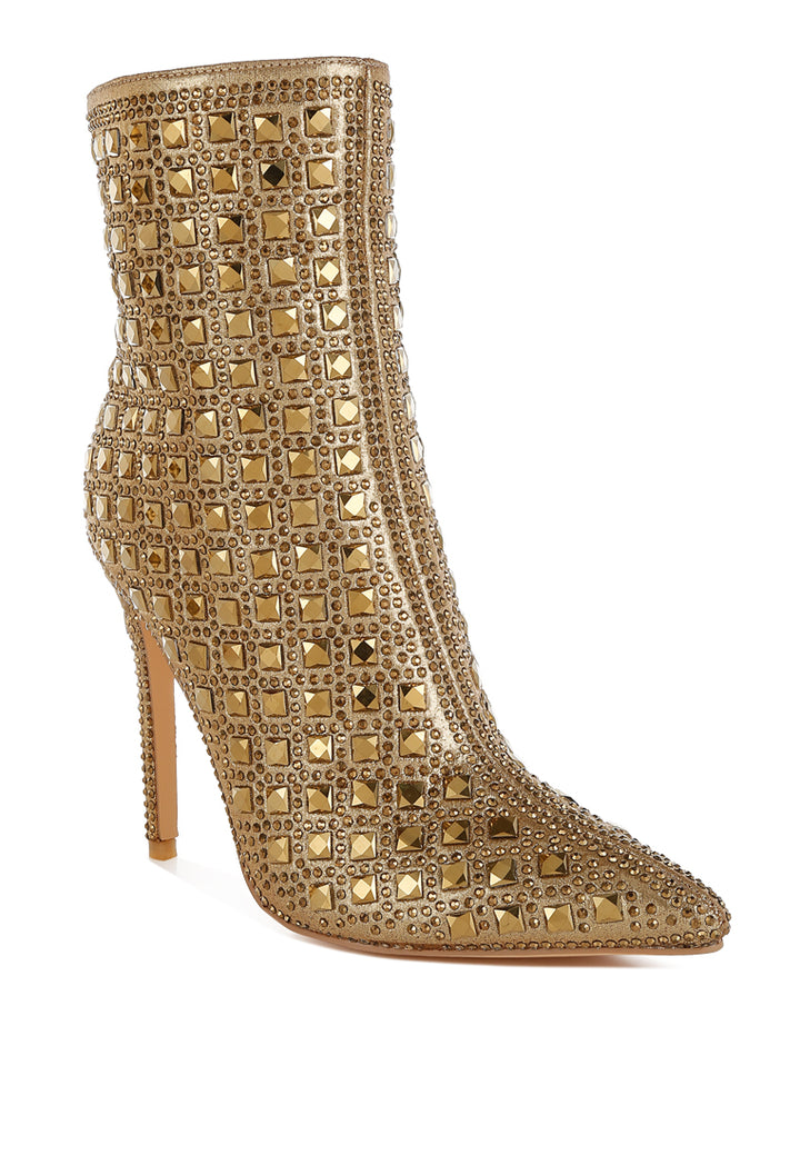 frostin pointed toe rhinestones stiletto boots#color_gold