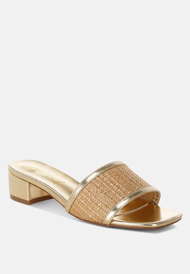 gisella raffia slip on sandals#color_gold