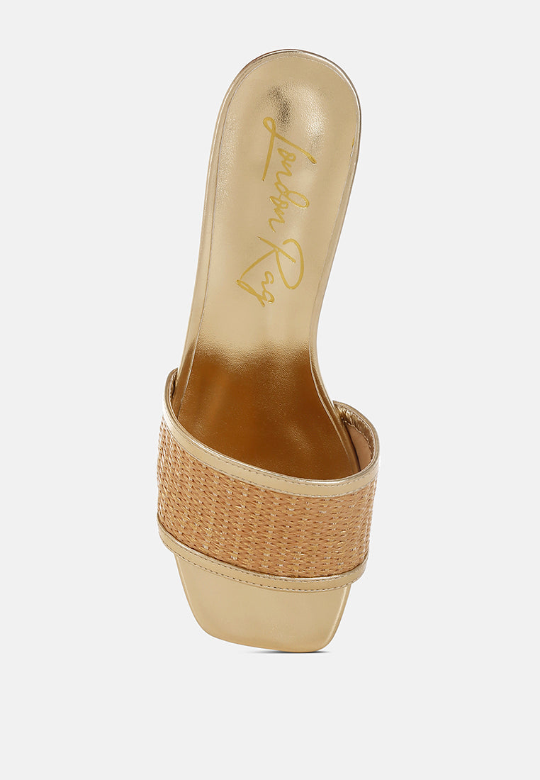 gisella raffia slip on sandals#color_gold