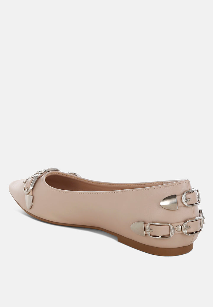 golini belt buckle detail ballerinas#color_beige