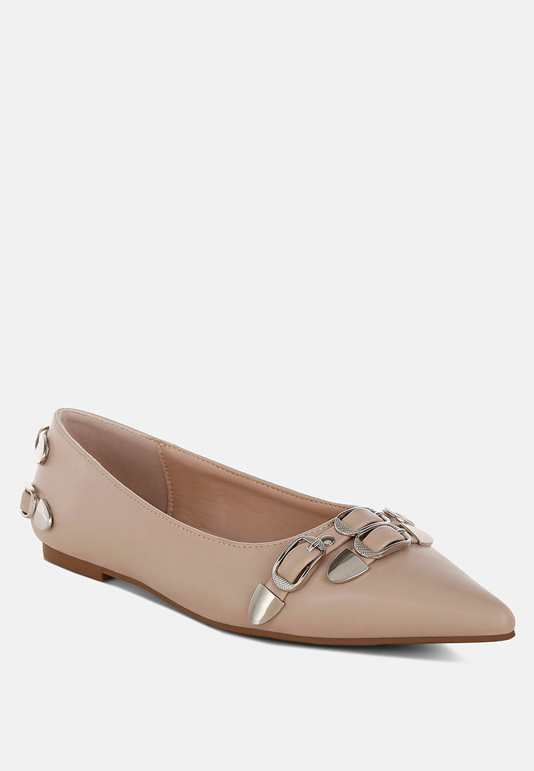 golini belt buckle detail ballerinas#color_beige